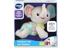 Vtech Baby I Krabbel-mit-Mir-Elefant I Interaktives Plüschtier mit Musik, Licht und Bewegung für Motorik und Lernen I Krabbelhilfe I Plüschtier I Motorikförderung I Für Kinder 9-36 Monate