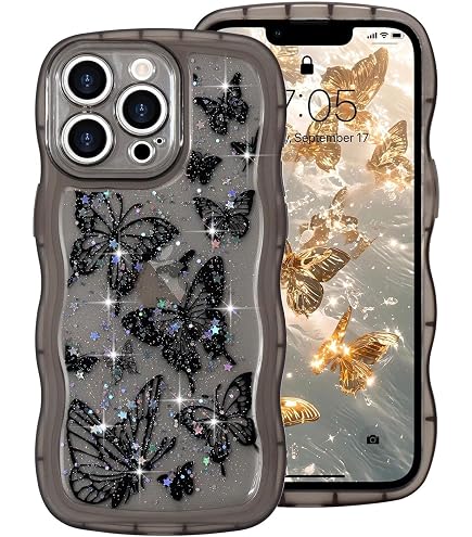 Custodia IPhone 14 Pro Max Con Fiocco 3D E Diamanti, Design Ondulato Riccio, Morbida Antiurto, Trasparente, Rosa - 5