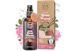BIONOBLE Organic Rose Water Spray - Tonifies, Calms, Boosts Radiance - 100% Natural Hydrolat, Alcohol-Free - Vegan Rose Water for Face, Hair, Eye Contour, Body - Glass Bottle - 100ml