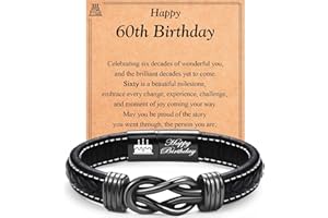 EYQV 30th 40th 50th 60th 70th Birthday Gifts for Men, Leather Bracelet Birthday Gifts for Dad Son Grandad Grandson Uncle Brother, Unique Mens Gifts for Birthday