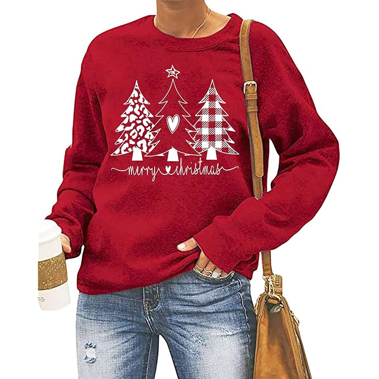 Litherday Kersttrui voor dames, ronde hals, gebreide trui voor dames