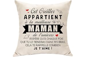 Hasodeo Housse de Coussin Décoration - Le Meilleure Maman de l'Univers - Cadeau Original pour Anniversaire, Fête des Mères, Nouvelle Année, Retraite