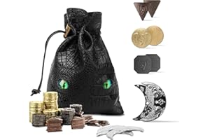 Byhoo 145 Pezzi in Metallo MDN e Sacchetto in Pelle, Contiene 60 Pezzi in Oro, 40 Pezzi in Argento, 40 Pezzi in Rame e 5 Pezzi in Platino, gettoni da Gioco con Borsa in Pelle Che brilla nella Notte