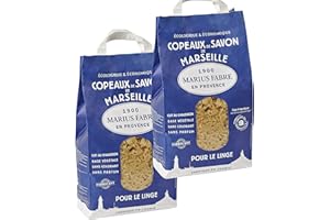 Copeaux de Savon de Marseille Marius Fabre - Lot de 2 sacs de 980G - pour un lavage doux et efficace pour tous les textiles, linge délicat