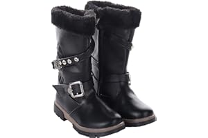 Forever Young Girls Kids Winter Boot Comfortable Faux Fur Lined Calf Boot With Grip Sole School Shoe Grey Size 12-3