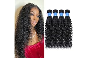 RICHAIR Extensiones Brasileñas de Pelo Natural Brasileño, Mechas Pelo rizado brasileño, 4 rizos de 8 pulgadas extensión 200g