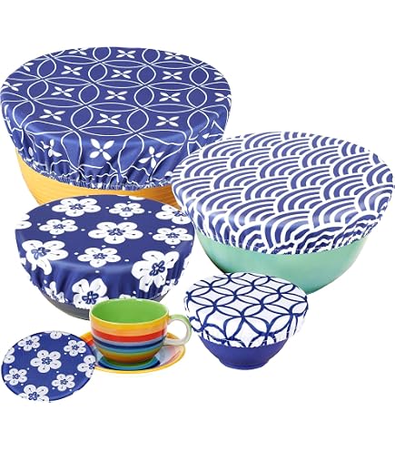 Lot De 10 Couvercles De Bol Réutilisables Élastiques - Tissu Imperméable Motif Fruits Pour Bols Et Pots