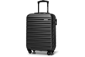 WITTCHEN Valise de Voyage Bagage à Main Valise Cabine Valise Rigide en ABS avec 4 roulettes pivotantes Serrure à Combinaison Poignée télescopique Groove Line Taille S Noir