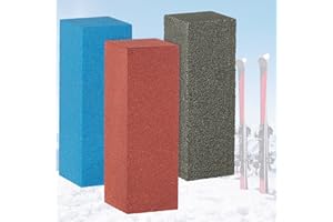 Patelai 3 Pcs Gummy Rubber Edge Tuning Soft Hard Stones Trio Rubber Abrasive Stone Gummy Stone Ski Snowboard Tuning Equipment, Red Gray Blue, 59 x 20 x 20 mm