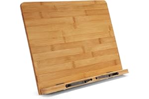 Chiloskit - Soporte de bambú para libros de cocina, documentos, libros, soporte para computadora portátil, soporte para libros de cocina, soporte para libros de texto, soporte para pantalla de PC