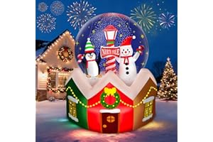 Kalolary Świąteczna nadmuchiwana dynamiczna kula śnieżna, bałwanki, pingwin, Boże Narodzenie, nadmuchiwana z kolorowym światłem, dekoracje świąteczne na zewnątrz, wakacje, podwórko, trawnik