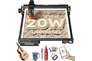 LEUKOLES ATOMSTACK - Incisore laser da 20 W, taglierina laser A20 PRO V2 per professionisti, area di lavoro di 400 x 400 mm, alta velocità di 400 mm/s e alta precisione di 0,06 mm (A20 Pro V2)