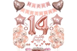 JRZYHI Decoration 14th Birthday Girl Cake Decoration 14th Birthday Girl Decoration Gift for 14th Birthday Girl Rose Gold Birthday 14 Girls 14 Years Birthday Decoration Balloon 14 Birthday 14 Years Girl