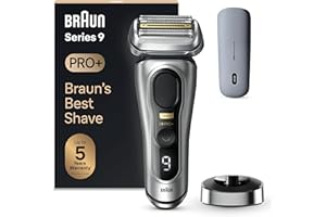 Braun Series 9 PRO+ 9527s, Rasoir Électrique Pour Homme, 5 Éléments De Rasage, Tondeuse De Précision Intégrée, Étui PowerCase, Étanche, 60 Min D'autonomie, Fabriqué En Allemagne, Argent