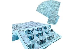 Genérico 960 Reusable Die Cut Bingo Cards 90 Balls - Bingo Cartons, Numbered Complete Series, Traditional Game for Events and Associations, Ready to Play Complete Pack (Blue)