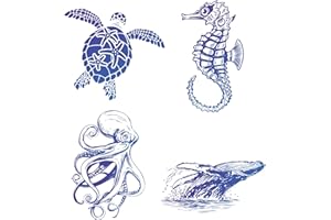 GORGECRAFT 4PCS Calcomanías para Ventana de Animales Marinos Tortugas Marinas Estáticas Calcomanía para Puerta Corrediza de Vidrio Impermeable Decoración del Océano para Pared Dormitorio Calcomanías