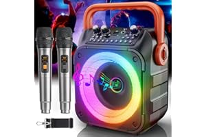 SINGINGMATE [ Newest ] Karaoke Machine 2 Microphones for Adults Kids: Portable Bluetooth Karaoke Speaker with Wireless Microphones - Mini Karaoke Machine Set for TV, Phone, Party, Home, Outdoor, Gift