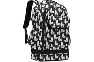Leaper Cute Alpaca School Backpack Water-resistant Double Deck Insulated Lunch Bag Satchel Light Green