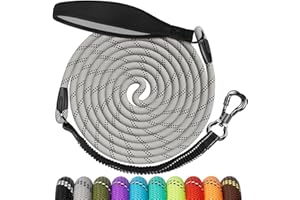 Aystkniet Laisse pour Chien avec Fil Elastique, 3M 5M 10M 15M 20M 30M Longe pour Chien et Réfléchissante avec Poignée Souple et Crochet de Verrouillage pour Chiens de Taille Moyenne et Grande