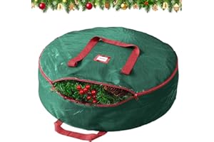 SilverChry 76 * 20cm Sac de Rangement Guirlande de Noël, Coffret Rangement Noël, Rangement Decoration Noel, Organisateur avec Poignée Étanche pour Guirlande, Sac Rangement pour Couronne Noël (Vert)