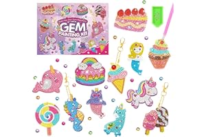 Bambebe Kit Lavoretti Creativi per Bambini 6 7 8 9 10 11 12 Anni, 5D DIY Pittura Diamante Portachiavi, Set Artigianato Diamond Painting Fai Da Te, Attività Creative Regalo di Compleanno Bambina