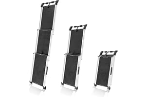 ‎PRIORPET Hunderampe Auto Klappbar- Teleskop Alu Rampe für große Hunde - Stabile Hundetreppe Auto & SUV - rutschfest - Reflektierende Seiten - Hundeleiter Auto - 90kg Belastbarkeit - Befestigungsclip - Schwarz