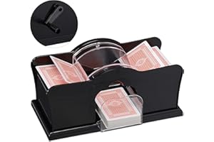 ‎RELAXDAYS Relaxdays Mikser kart, 2 talie, z korbą, ręczny mikser do kart do gry o wymiarach 9 x 6,5 cm, tworzywo sztuczne, czarny, 1 sztuka