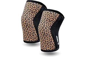 Theyet Genouillères Crossfit et Musculation Réversibles 7mm en Néoprène | Protections Sportives pour Genoux Animal Print Femme | Compression Haltérophilie Powerlifting, Fitness, Gym et Squat (Paire)