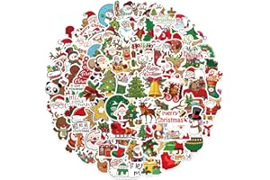 TIMEMEET 100 pezzi adesivi per decorazioni natalizie in vinile adesivi impermeabili per bambini regalo per custodia da viaggio ufficio laptop porta finestra carte