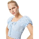 Balon Kollu Crop Poplin Bluz