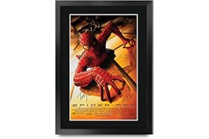 HWC Trading Spider-Man 1 Toby Maguire Cadeaux imprimés affiche photo autographe signée pour les fans de cinéma - A3 Encadré