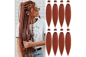 Xtrend 20 Zoll EZ Braids 8Packs Kupferrot Vorgedehnt Easy Braiding Haarverlängerungen für Box Braids Hair Hot Water Setting Synthetic Fiber Hair Extensions 350#