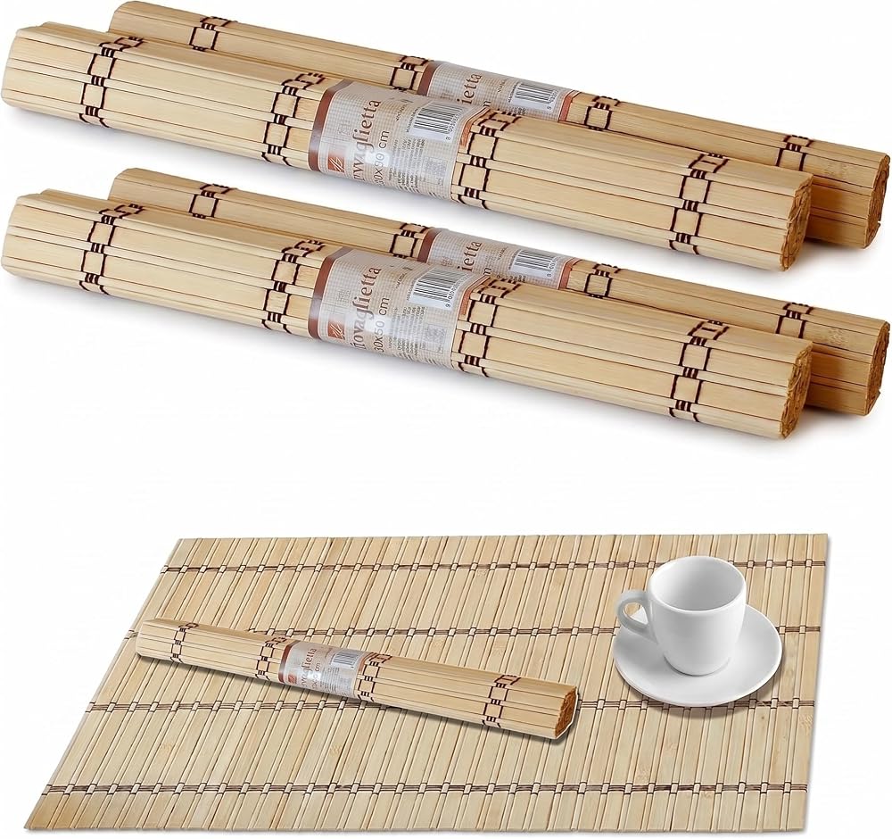 Smartizi 4'lü Bambu Amerikan Servis ve Suşi Sarma Hasırı (30x38 cm) - Çok Amaçlı Makisu