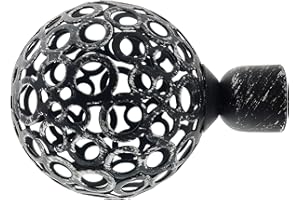 GIRASOLE HOME® Terminale Palla per Asta da Tenda dal Diametro di 18-20 mm 2 Pezzi in Ferro (Nero e Argento)