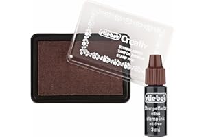 stieber® Stempelkissen Tupfkissen (40×63 mm)-Set mit 3 ml Nachtränkfarbe (BRAUN)