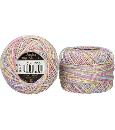 Anchor Stickgarn 100% Baumwolle – Stärke 8, 82m, Perlgarn Multicolor Für Handarbeiten