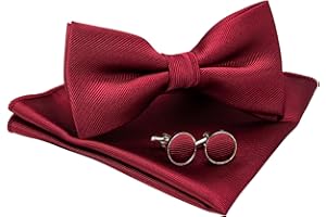 JEMYGINS Papillon Uomo Regolabile in Diversi Colori con Fazzoletto e Gemelli