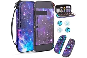 JYPS Tragetaschen Abdeckungs Set, Kompatibel mit Nintendo Switch mit Tragegriff für Konsolen Zubehör, Premium Schützende, Tragbare Hartschalen Tasche, Reisetasche(Galaxy)