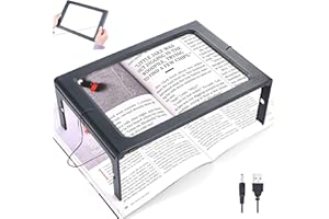 OBOVO Loupe de Lecture, Grande Loupe 3X avec 12 LED Ultra-Légères et 2 Modes d'alimentation, Loupe Eclairante Mains Libres et Pliable, Parfaite pour la Lecture, la Basse Vision et Les Personnes Âgées