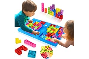 KOKOBOX Tetris Bambini 3 4 5 6 Anni Pop It Bambini Giochi Antistress Bambini Poppit Gioco Bambini Giocattolo Educativi Con 52 Colorato Blocchi Regalo Bambino Bambina Battaglia A Due Giocatori - Blu