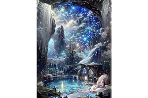 DPHERO 5D Wonderland Diamond Painting Kits for Adults,Starlight Diamond Art Kits for Kids Beginners,Round Full Drill Lake Diamond Art Painting,DIY Paint with Diamonds Gem Painting Art 12x16 inch