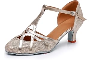 Rosefinch Zapatos de Baile Latino de Salsa para Mujer, Puntera Cerrada, Tango cha-cha, Zapatos de Baile de salón de Baile,Tacón 5/7cm, 34-41 EU