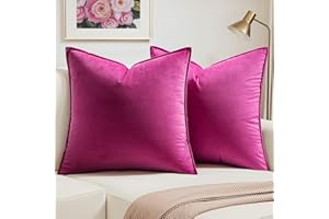 MIULEE 2er Set Samt Kissenbezug Flansch Kissenhülle Dekorative Sofakissen Dekokissen Umwickelte Kante Kissenbezüge Zierkissenbezug für Sofa Wohnzimmer Schlafzimmer 40x40 cm Rose Rot