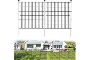 HEYOUTH Juego completo de valla para estanque,Vallas para Jardín Metalicas,Vallas de Jardín Exterior de 10 Paneles 74x81 cm,para Perros Jardín Metalicas Barrera de Animales (Sin cerradura)