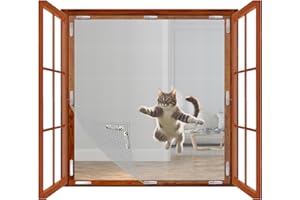 BKSAI Magnetyczna moskitiera do okien, moskitiera, dla kotów, regulowana siatka okienna, 130 x 150 cm, bez śladów, zdejmowana siatka na owady, chroni przed owadami, przycięta na wymiar