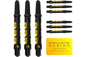 Harrows Darts Lot de 3 jeux de tiges de fléchettes en carbone ST – 9 tiges de fléchettes au total – Moyen, Midi et Court – Composite de carbone résistant – Jaune moyen