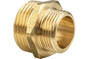 tecuro Podwójna złączka zredukowana, obustronny gwint zewnętrzny G 1/4 x 3/8 cala, mosiądz nieobrobiony CW617N
