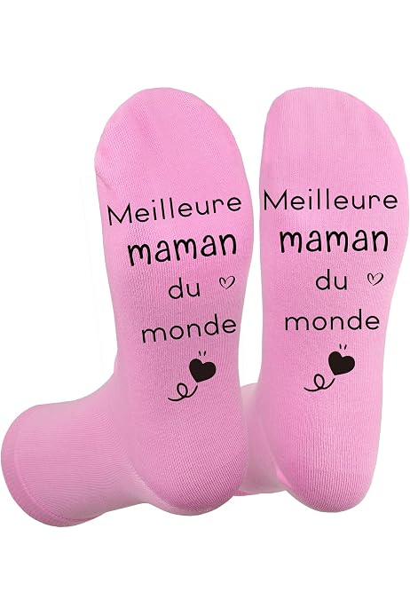 Chaussettes Humoristiques "Maman Hors Service" - Coton Blanc, Message En Français, 35 Cm De Long - Cadeau Drôle Pour Parents - 6