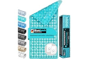 ‎BLUMBACH Blumbach® Badewannenmatte rutschfest 88x40cm – inkl. 2 Haken zum Trocknen | 100% BPA-frei, Sicher für Kinder & Senioren | Badematte rutschfest 200+ Saugnäpfe | Schimmelresistent, Maschinenwaschbar
