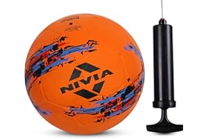 Nivia Storm Orange Moulded Football with Ball Pump Football - Size: 5 (Pack of 1, Orange/Black)